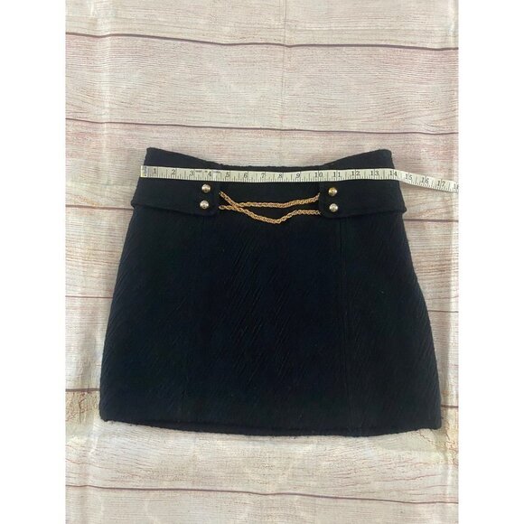 Milly Of New York Women's Black Textured Wool Chain Link Mini Skirt - 2 - Picture 4 of 12